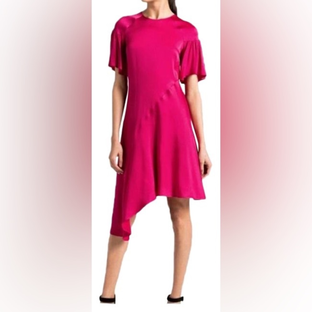 ALC Satin pink short sleeves asymmetrical dress 8